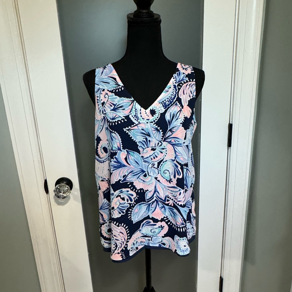 Lilly Pulitzer Navy and Pink Paisley reversible Tank Top